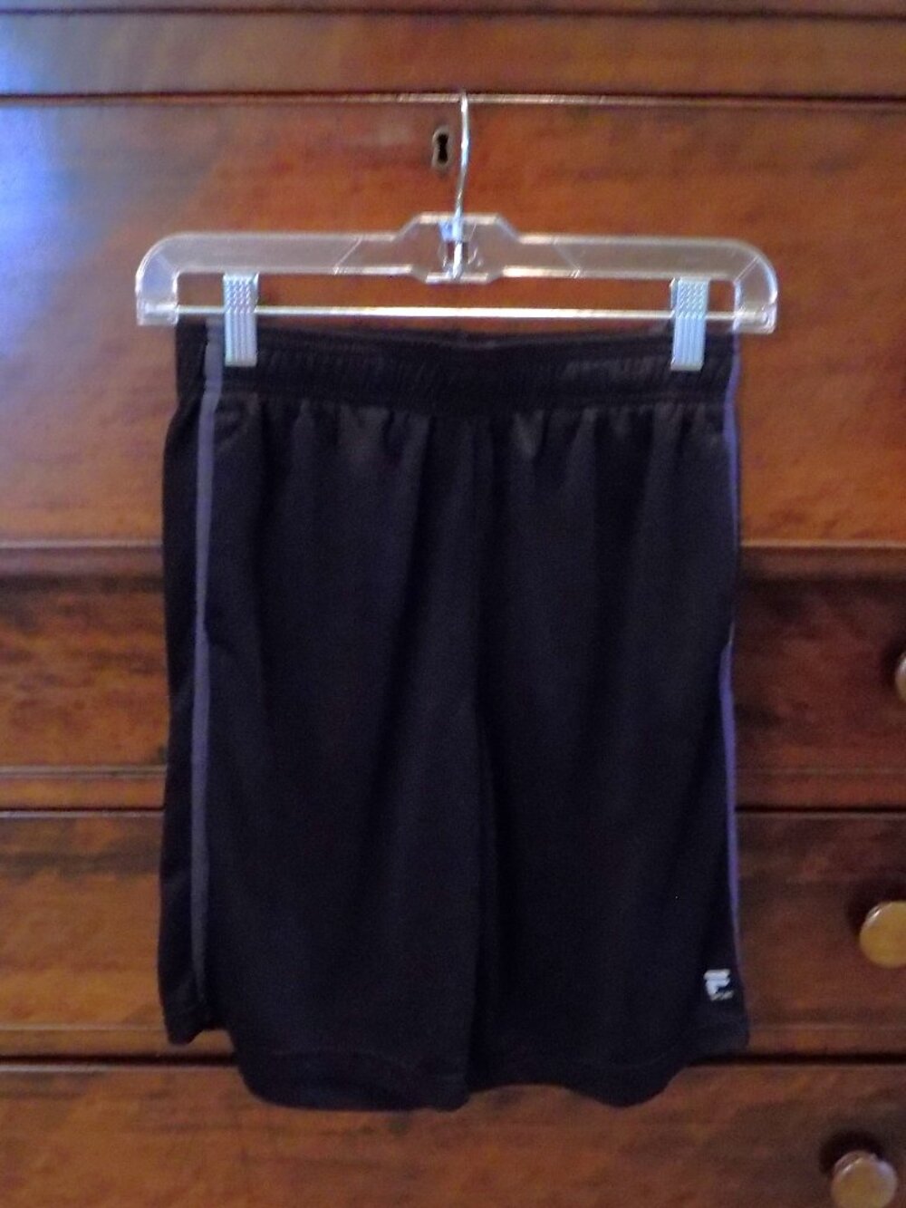 Boys FILA Black w/ Dark Gray Stripe Active Shorts Sz Large